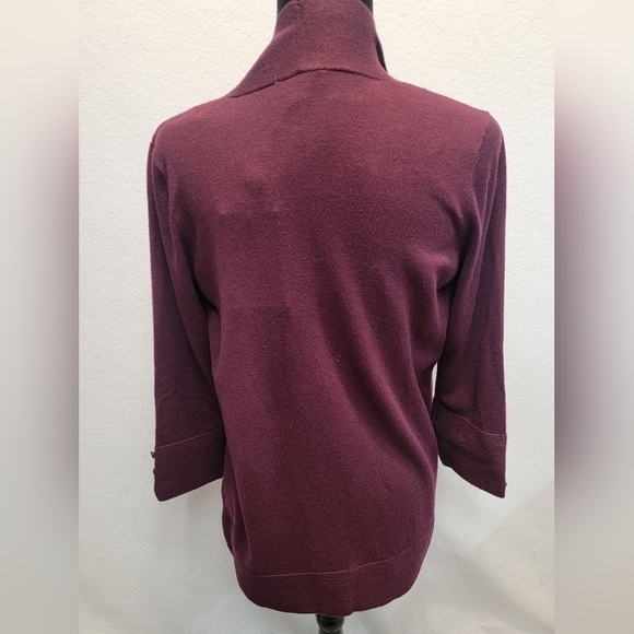 EVOLUTION BY CYRUS ANCHO CHILI Burgandy Open Front Cardigan/Sweater Medium - Picture 12 of 12